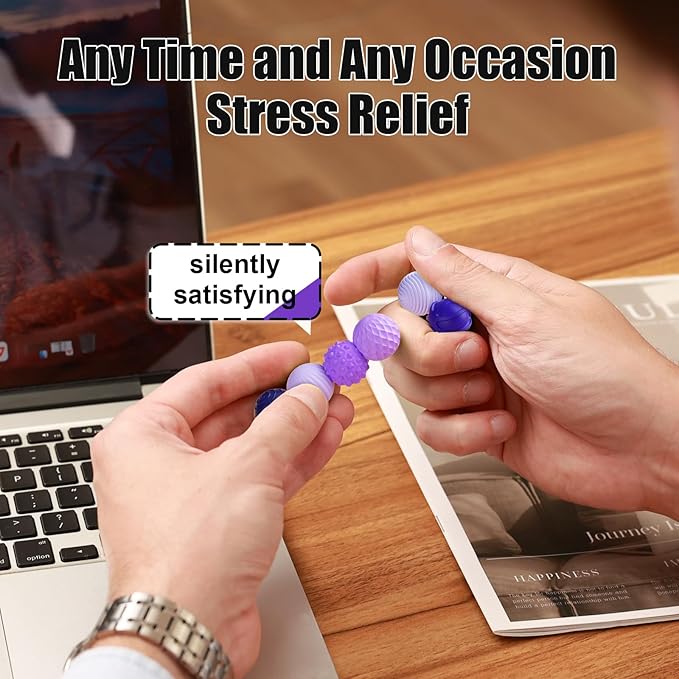 Silicone Magnetic Balls, Fidget Toys, 6-Pack Stress Relief Toys for Adults, Teens, Sensory Toy for Fingers Hands, Quiet Office Desk Toys with Textures, Magnet Fidget Fun Gift (Purple)