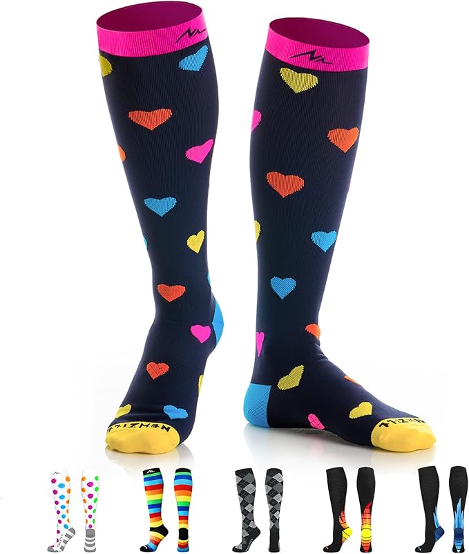 NEWZILL Medical Compression Socks for Women & Men Circulation 20-30 mmHg, Best Support for Running Athletic Cycling Nursing Travel Work and Fitness