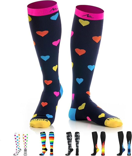 NEWZILL Medical Compression Socks for Women & Men Circulation 20-30 mmHg, Best Support for Running Athletic Cycling Nursing Travel Work and Fitness