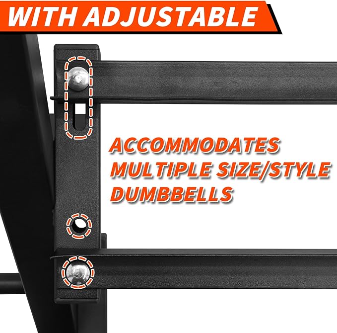 PENSUN 1200LBS Dumbbell Rack – 3 Tier Adjustable Weight Storage Stand with Side Barbell Plate Holder – Multi Purpose Home Gym Organizer for Dumbbells, Kettlebells, Barbell – Heavy Duty Alloy Steel