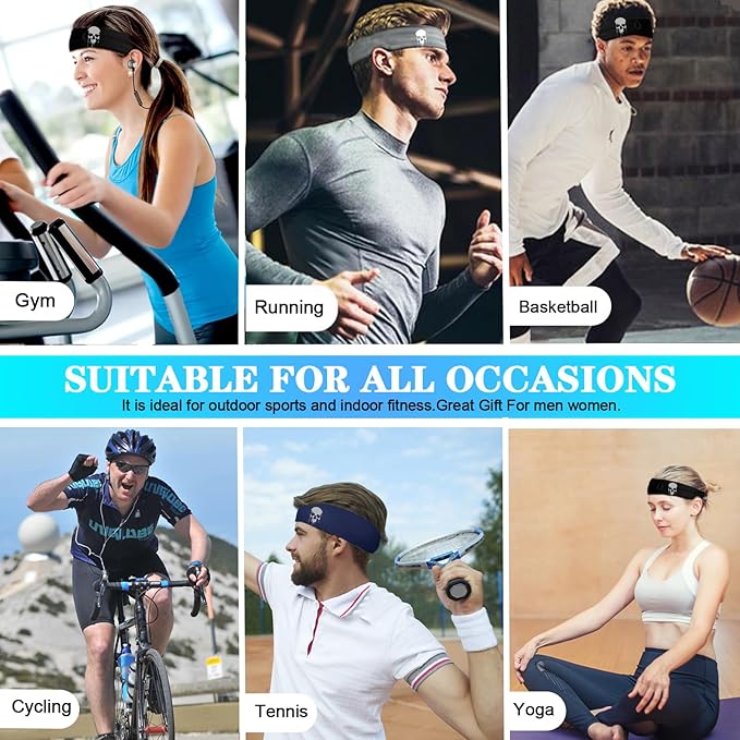 Sports Headbands for Men Sweatbands Sweat Bands Headbands Men 3pcs Workout Cooling Head Bands for Running Hairband for Tennis Football Gym Yoga