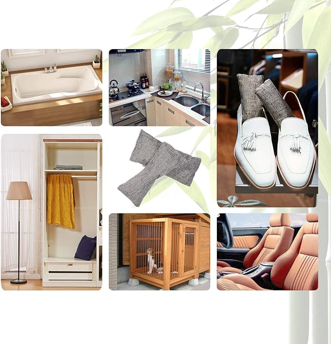 12 Packs Natural Air Purifying Bag, Shoe Deodorizer and Odor Eliminator, 100% Natural Activated Bamboo Charcoal Non-Toxic, (75g Each Pack)