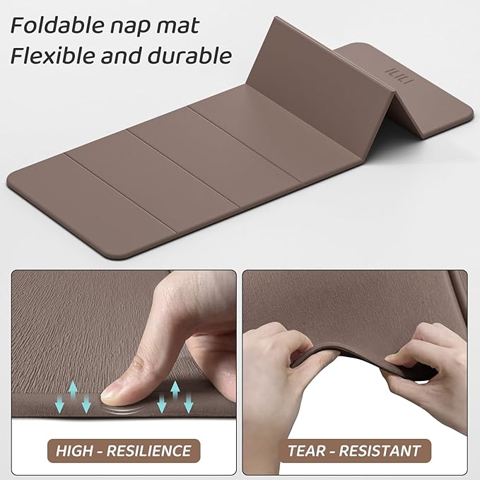 ILILI Foldable Yoga Mat 71 * 24 * 0.3'' - TPE Non-Slip Fitness Mat for Home,Waterproof & Lightweight (2lb) for Home gym, Pilates & Stretching,Fitness Workouts | 7-Fold Portable Design