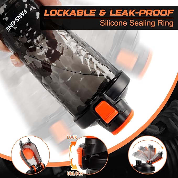 Electric Shaker Bottle, 24oz Lockable Blender Cup Electric Protein Shaker Bottles, Tritan USB C Rechargeable Mixer, Portable Shaker Cups for Protein Shakes for Men Women, Black and Orange