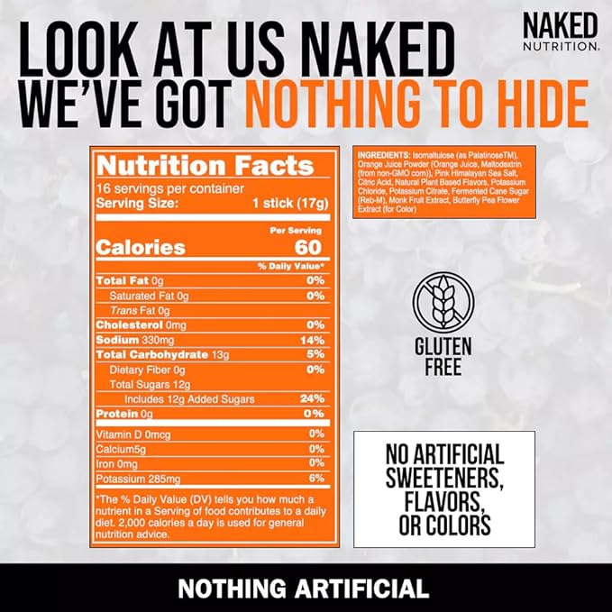 Nakedade Grape – Performance Enhancing Sports Drink Powder - Electrolyte Powder – No GMOs or Artificial Sweeteners, Gluten-Free, Soy-Free, Dairy-Free – 16 Sticks