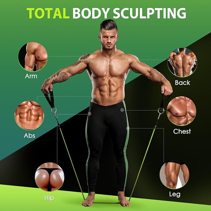 WHATAFIT Resistance Bands, Exercise Bands,Resistance Bands for Working Out, Work Out Bands with Handles for Men and Women Fitness, Strength Training Home Gym Equipment