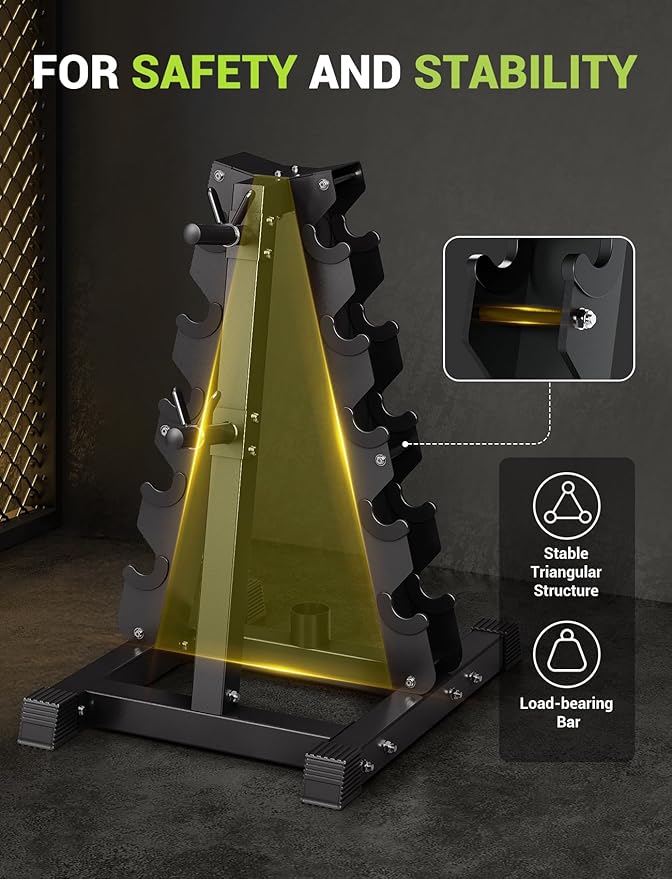 YOLEO Dumbbell Rack - 3 Tier & 5 Tier Compact Weight Rack for Dumbbell, Kettlebell, Barbell, Heavy Duty Weight Storage Organizer, Space-Saving Dumbbell Storage Stand Holder for Home Gym - 1100LBS Capacity (Rack Only)