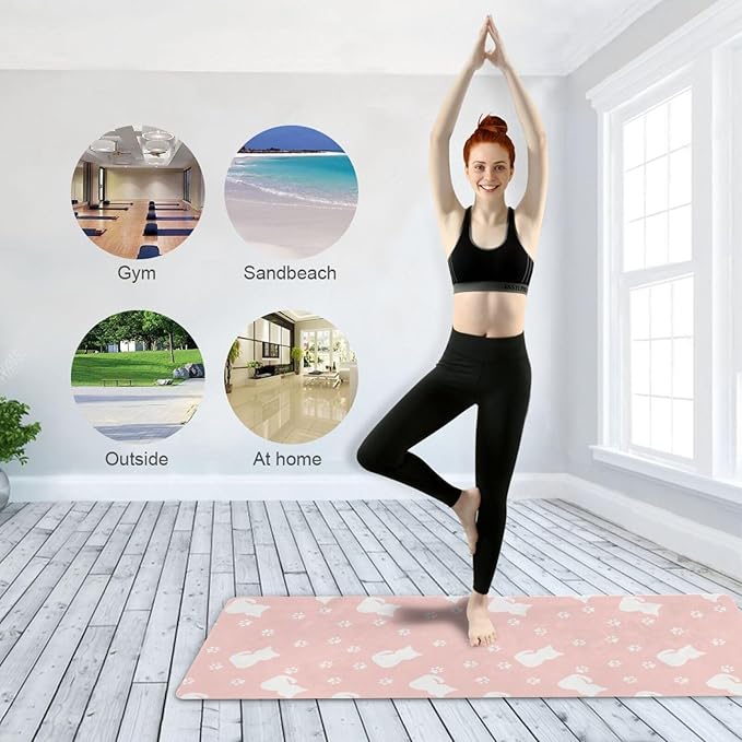 Cute Chubby Frog Yoga Mat, 71 x 26 Inch Non-slip Yoga Mats Folding Travel Exercise Mat Indoor Outdoor Gym Pilates with Storage Bag for Women Men
