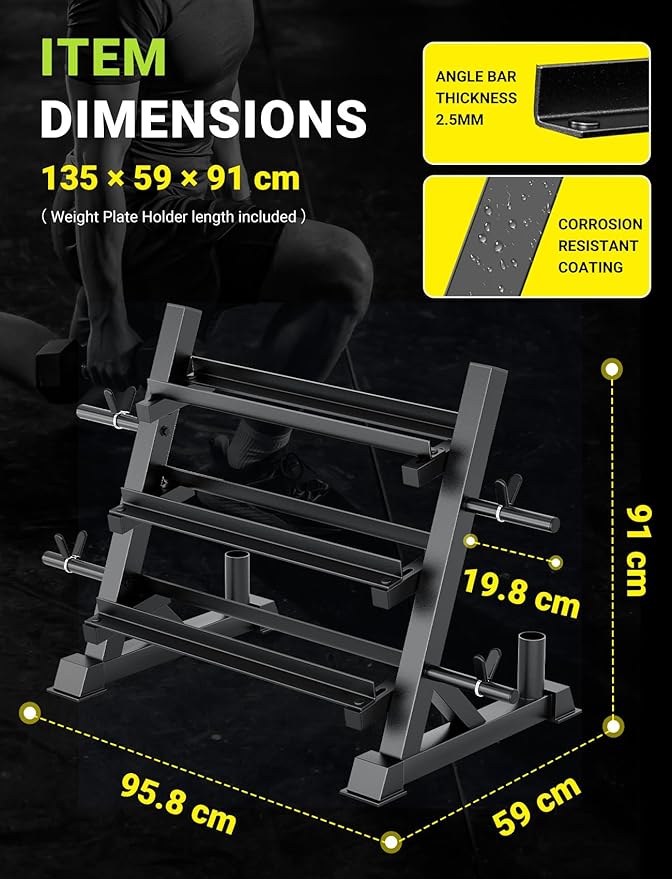 YOLEO Dumbbell Rack - 3 Tier & 5 Tier Compact Weight Rack for Dumbbell, Kettlebell, Barbell, Heavy Duty Weight Storage Organizer, Space-Saving Dumbbell Storage Stand Holder for Home Gym - 1100LBS Capacity (Rack Only)