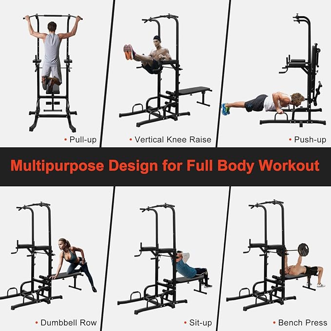 Adjustable Height Dip Bar Station, Heavy Duty Dip Station Push Up Bar for Home Gym,Multi-function Dip Station Pull Up Bar Full Body Strength Training Workout Fitness Equipment for Tricep Dips