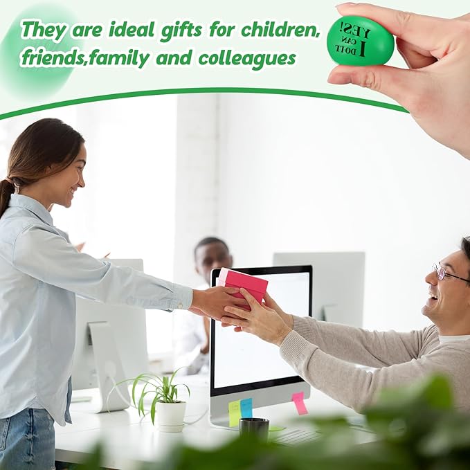 Jerify 72 Pcs Motivational Stress Balls Bulk Inspirational Stress Balls Colorful Foam for Adults Hand Exercise Small Therapy Fidget Relief Anxiety Toys for Coworkers Gifts Fidget(Green)