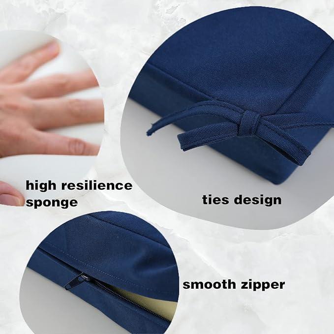 idee-home Outdoor Bench Cushion Waterproof, Bench Cushions for Outdoor Furniture, Patio Porch Swing Replacement Seat Pad with Ties for Garden Backyard, 45 x 18 Inch Navy Blue