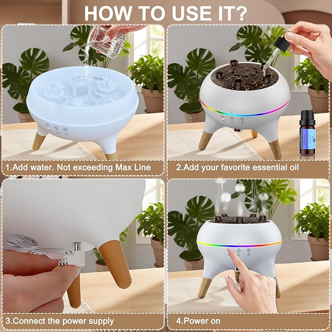 Morbou Essential Oil Diffuser Jellyfish Mist Dancing with Music Aromatherapy, 7 Colorful Lights Hotel Collection Diffuser Oils Scents for Home, Extra 2 * 10ml Essential Oils