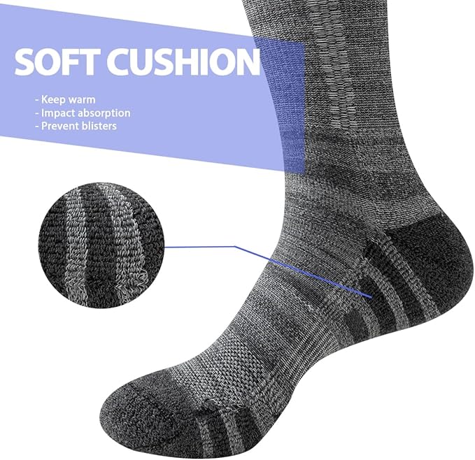 JOYNÉE 8 Pairs Mens Crew Athletic Work Long Socks Calf Cushioned Socks for Sports Running Workout Gym