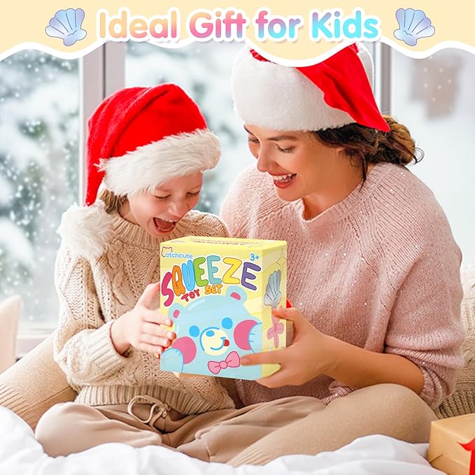 Squishies Toys Set 5PCS, Squeeze Toys Soft Elephant Starfish Seashell Crab Sensory Fidget Toys for Stress Anxiety Relief, Sticky Toys Party Favors Birthday for Boys and Girls