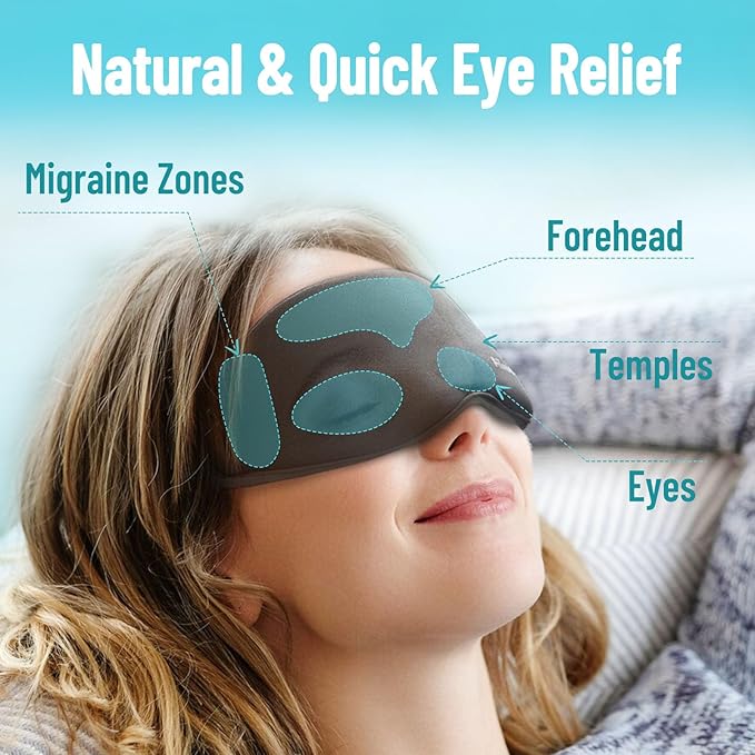 3D Gel Cooling Eye Mask, Weighted Eye mask for Sleeping, 3D Contoured Cup No Pressure Night Blindfold Sleep Mask, Ice Cold Pack Eyes Cold Compress for Puffy Eyes, Dark Circle, Black