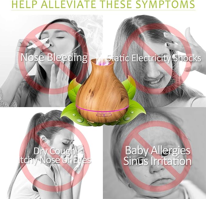 BZseed Aromatherapy Essential Oil Diffuser 550ml 12 Hours Wood Grain Aroma Diffuser with Timer Cool Mist Humidifier for Large Room, Home, Baby Bedroom, Waterless Auto Shut-off,7 Colors Lights Changing