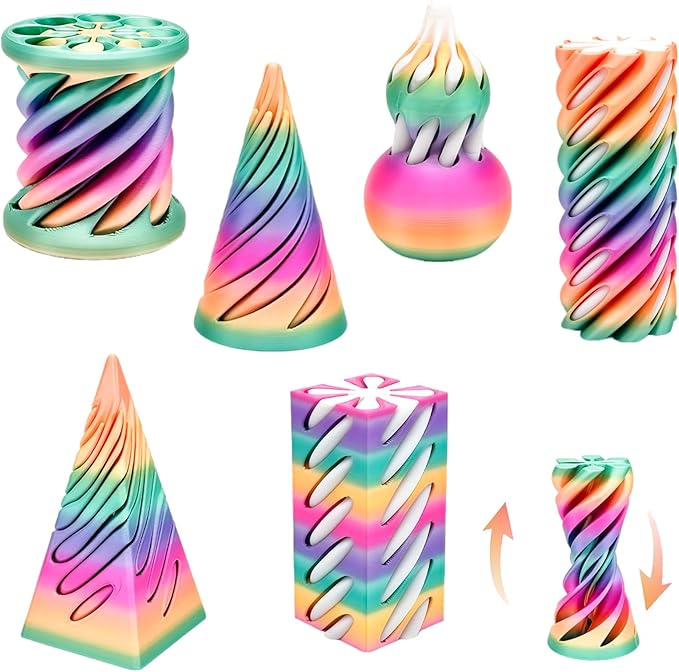 6 Packs Impossible Cone,Spiral Cone Fidget Toy Impossible Pyramid Passthrough Toy,3D Printed Spiral Cone Fidget Toy,Mini Vortex Thread Illusion Desktop Deco Souvenir Gift for Anxiety Relaxing