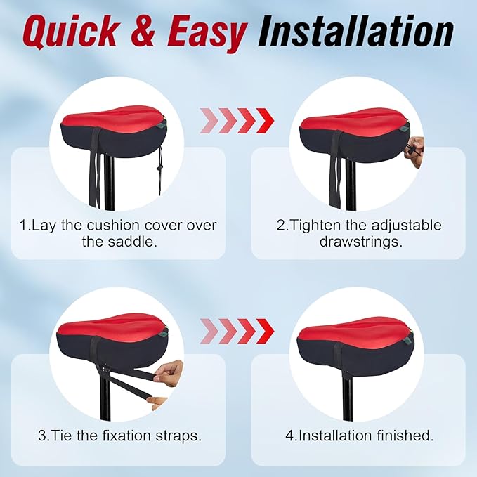 Zacro Bike Seat Cushion - Gel Padded Bike Seat Cover for Men Women Comfort, Extra Soft Exercise Bicycle Seat Compatible with Peloton, Outdoor & Indoor Bike Saddles