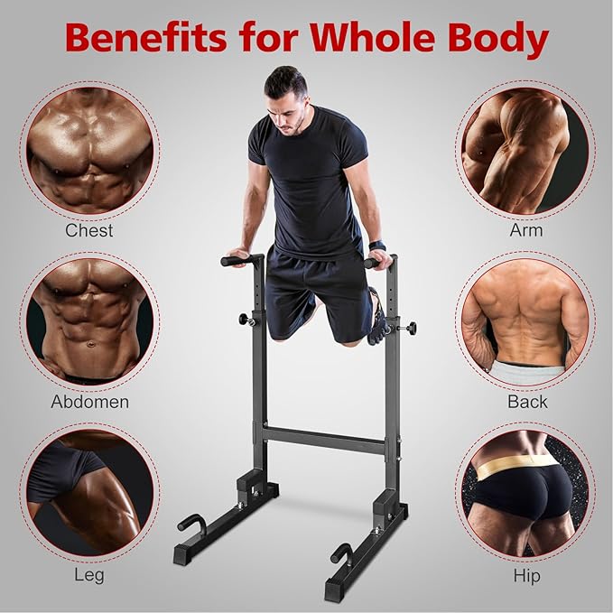 Dip Stand parallel bars, 550 lb capacity heavy-duty dip bar push-ups with foam handles for home or gym fitness exercises