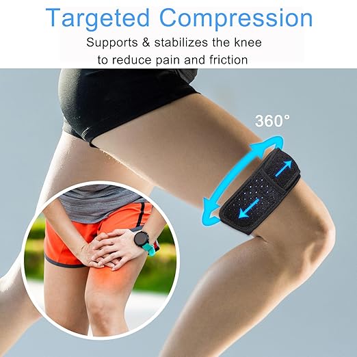 IT Band Strap, Adjustable Iliotibial Band Syndrome Brace, Athletic Stabilizer for Men, Women, Knee Support Strap for Running, Cycling, Hiking, Exercising, etc (Gray, 1 Pc)