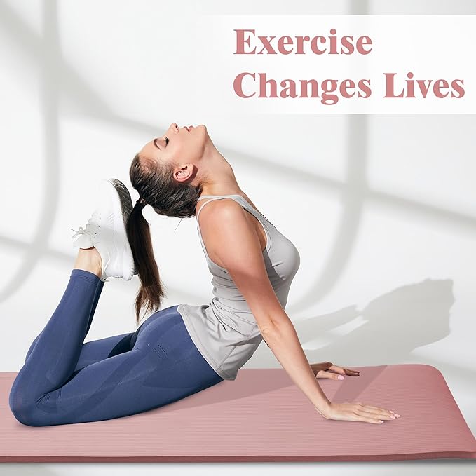 BalanceFrom GoCloud 71" x 24" All-Purpose 1-Inch Extra Thick Double-Sided Non-Slip High Density Anti-Tear Exercise Yoga Mat with Carrying Strap, Gray