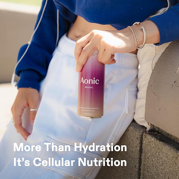 Aonic Revive Sparkling Passionfruit – Electrolyte Hydration with Magnesium + Potassium, Delicious Taste, Real Fruit Juice, 12oz (12 Pack)