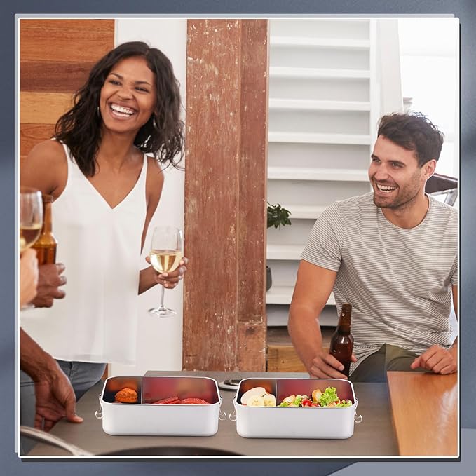 Umigy 8 Pcs Stainless Steel Food Containers Metal Bento Lunch Box Stainless Steel Food Storage Containers, Lockable Clips to Leak Proof, Reusable Dishwasher Snack Boxes for Work, Picnic (2400ml)