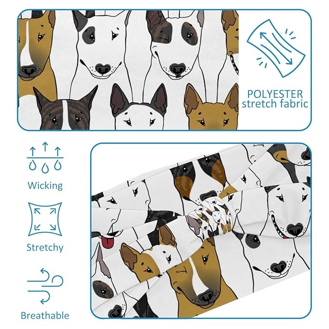 Wide Headband for Women Soft Hair Head Band Sport Hair Band for Workout Yoga Running, Colorful Bull Dogs