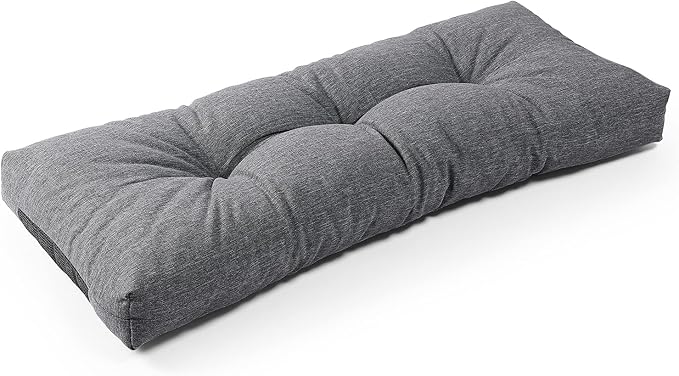SUNROX LokGrip Non Slip Tufted Memory Foam Bench Cushion, FadeShield Water Resistant Durable Thicken Outdoor/Indoor Bench Seat Pads 48x16x4 inch, Heather Charcoal