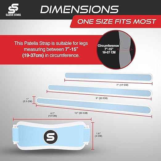 Sleeve Stars Swedish Brand Patellar Tendon Support Strap for Women & Men Effective Osgood Schlatter Knee Brace Youth & Kids Knee Brace with 3 Adjustable Length fits 7"-15" (Single/Light Blue/Kids)