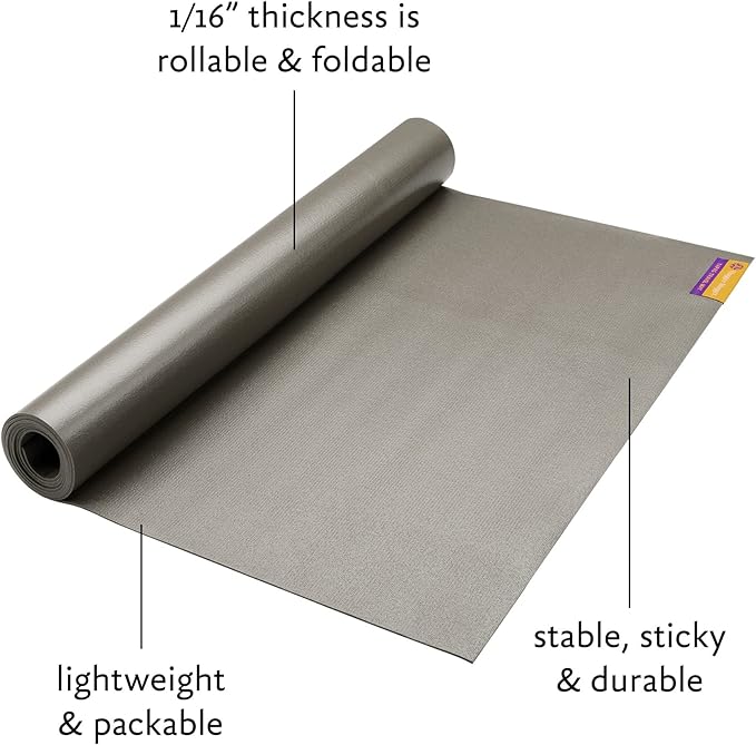 Hugger Mugger Tapas Travel Yoga Mat - Super Portable and Durable, Textured Sticky Surface, May be Folded or Rolled, Packable, Economical