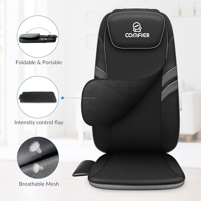 COMFIER Back Massager for Back Pain,APP Control, Shiatsu Massage Chair Pad,Electric Chair Massagers with Heat,Seat Cushion for Office,Home,Ideal Gifts for Mom,Dad,Him,Her