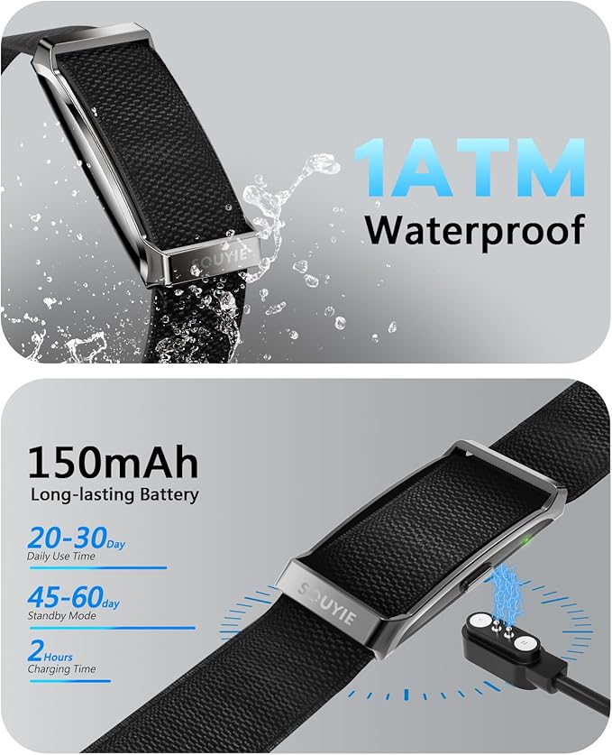 Smart Bracelet for Men Women, Health Activity Fitness Trackers, 24/7 Continuous Heart Rate/Blood Pressure/HRV/Stress Monitor, 24H Sleep Tracker, 170+ Sports Modes Smart Wristband with Free APP 2 Bands