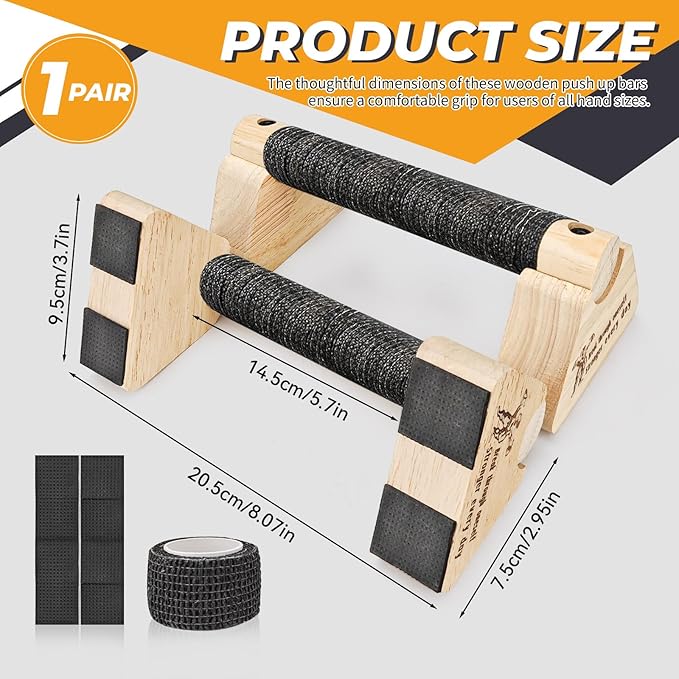 Parallettes Push Up Bars wooden, Push Up Bars for Handstand Training, Mini Handle Pumps for Men