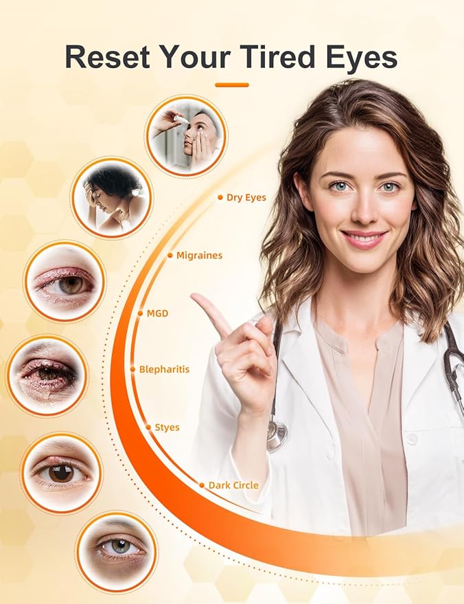 Heated Eye Mask, Cordless Warm Compresses for Dry Eyes, Eye Relief, Improved Sleep, 3 Heat Levels, 1500mAh Rechargeable Battery, Washable Eye Heating Pad for Travel, Gifts for Woman Man