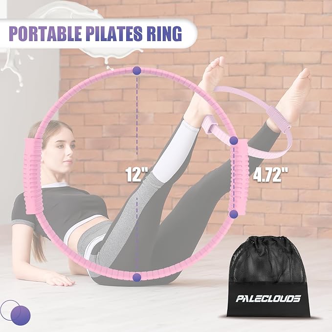 Pilates Ring, 13.5"/12" Silicone Magic Circle with Training Poster & Portable Bag, Pilates Ring Circle for Inner Thigh Workout, Yoga, Lose Weight & Physical Therapy for Women