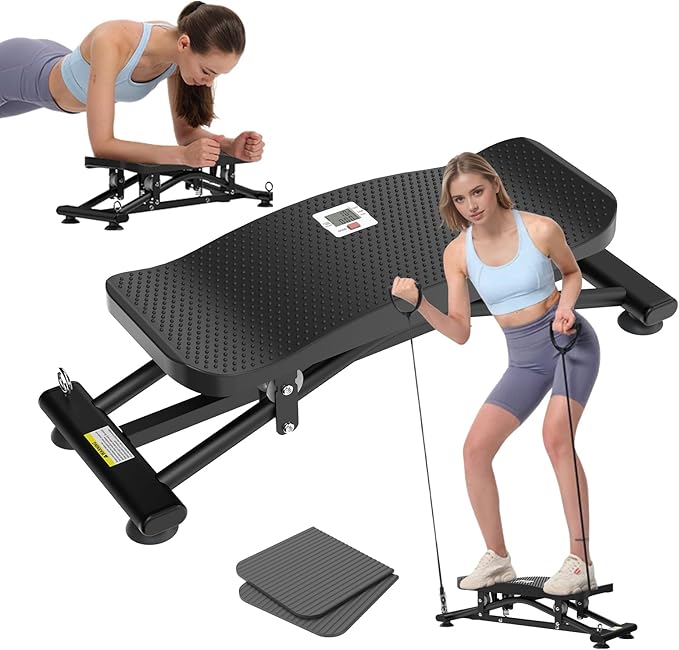 Ski Balancing Machine & Balance Board Trainer - Heavy-Duty 300LB Capacity Wobble Board with Resistance Bands & LCD Display for Cardio, Core and Full-Body Workouts