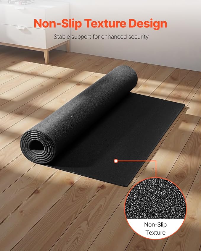VEVOR Treadmill Mat for Carpet Floor, Exercise Equipment Mat for Treadmills, Stationary & Recumbent Bikes, High Density PVC Floor Protector Gym Mats, Waterproof and Non-Slip for Home Gym