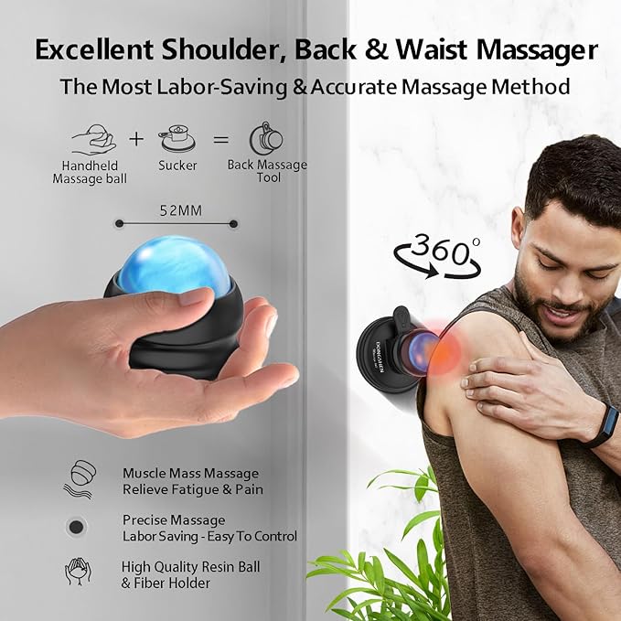 Massage Ball Deep Tissue 2 in 1 Mountable Muscle Massage Roller for Pain Relief, Trigger Point ,Relieve Fascia Muscle Knot and Joint Pain Relax Full Body