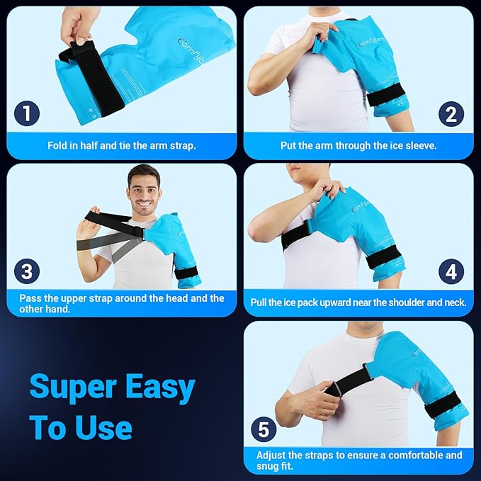 Comfytemp Shoulder Ice Pack Rotator Cuff Cold Therapy Wrap, FSA Eligible, Gel Ice Packs for Injuries Reusable, Instant Cold Compress Shoulder Brace for Pain Relief, Surgery Recovery Item Gift (Large)