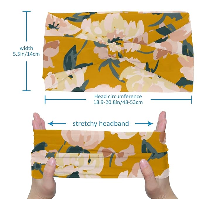 Women's Headband Yoga Workout Exercise Headbands Elastic Hair Band for Women’s Hair, Flower