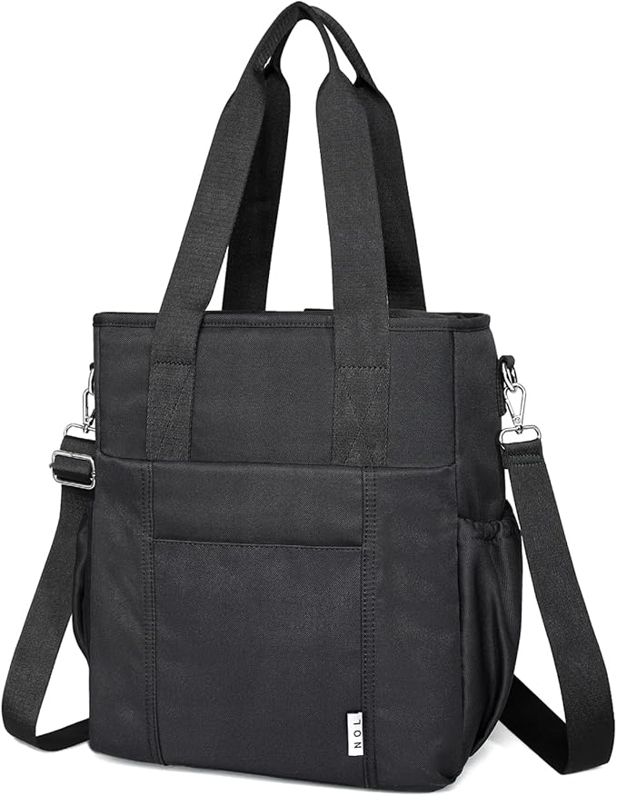 NOL Insulated Lunch Bag for Women, Large Spacious Lunch Tote Bag With Removable Adjustable Shoulder Strap with Multi Pockets,Leakproof Cooler Bag,Lightweight Nylon Waterproof Lunch Box For Work,Black