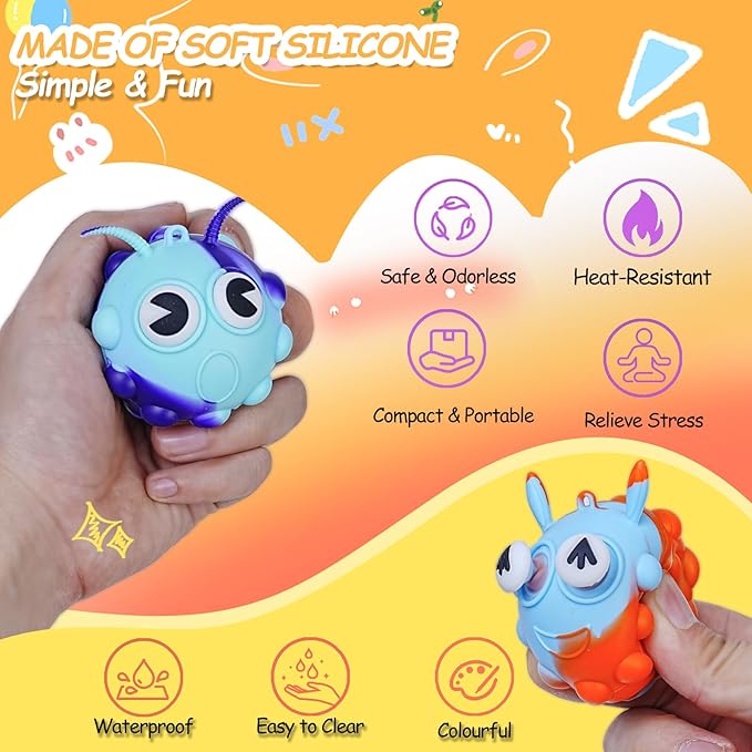 72pcs Pop Fidget Bulk 3D Stress Ball Toy, Pop Toy Party Favors for Birthday, Sensory Toys Bulk Squeeze Toys, Easter Basket Stuffers, Classroom Prizes Stocking Stuffers for Adults Toddler