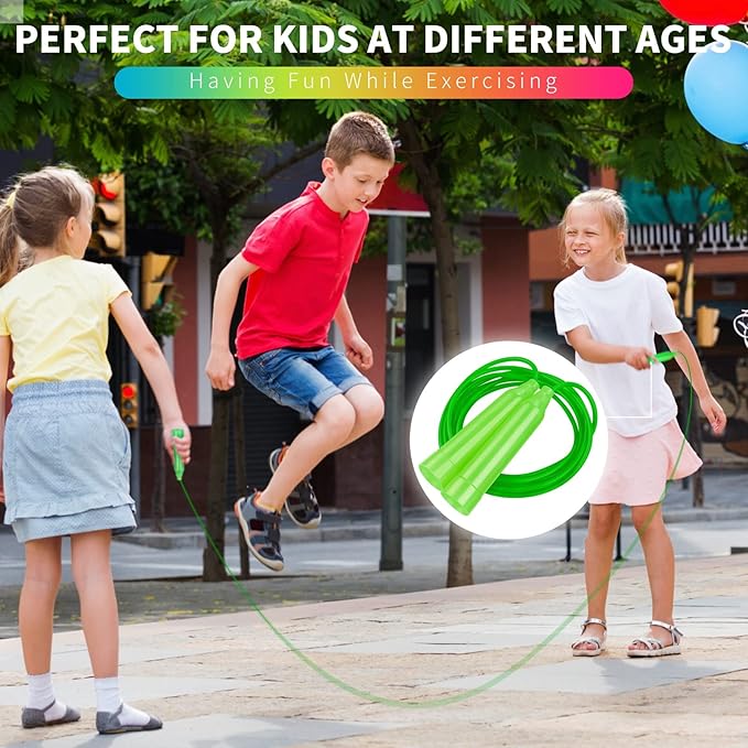 Aneco 48 Pack Kids Jump Rope Set 7.3 Feet Outdoor Jump Ropes Colorful Kids Jumping Ropes Great Sports Activities Birthday Party Favors Gifts