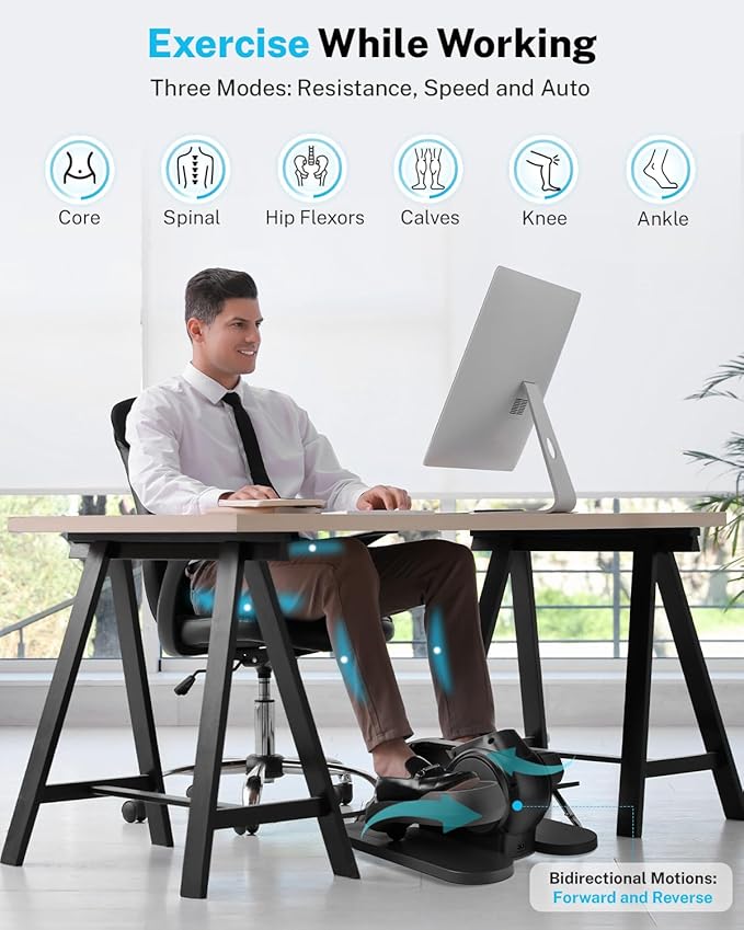 Gonex Under Desk Elliptical Exercise Machine, Leg Exerciser While Sitting for Seniors, 3-in-1 Mini Seated Pedal Exerciser as Seen on TV, 10 Resistance & Speed Levels, Manual/Auto with Remote
