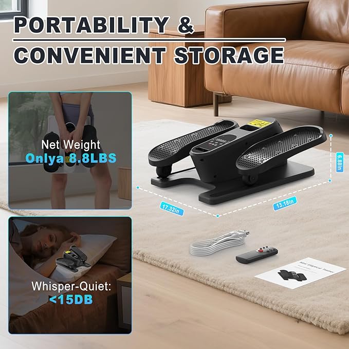 Under Desk Elliptical Machine, Electric Seated Pedal Exerciser,Elliptical Leg Exercisers for Seniors,Mini Ellipse Leg Exerciser with Remoter,12 Adjustable speeds Pedal Exerciser