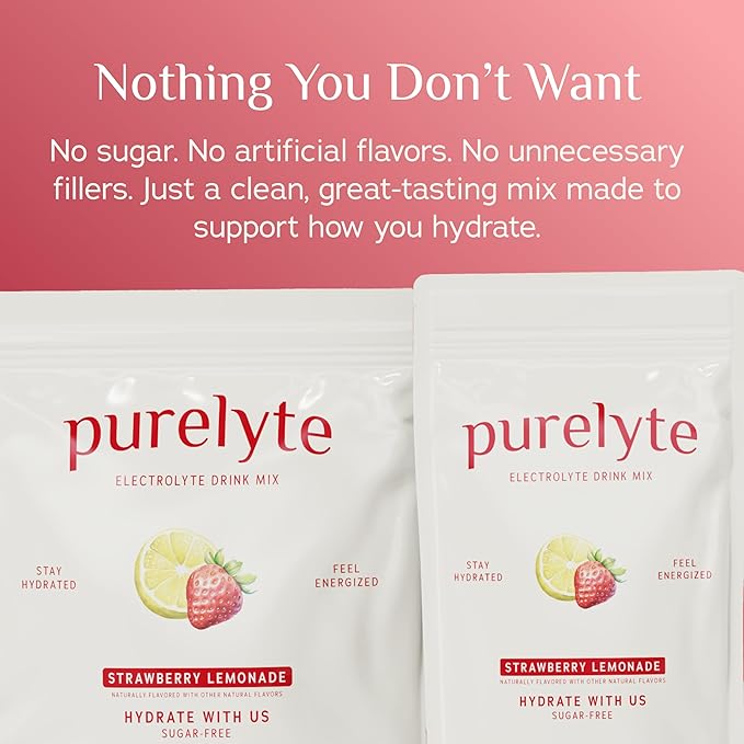 Electrolyte Drink Mix – Sugar-Free Hydration Powder Packets – Clean Electrolytes with Trace Minerals – Keto, Vegan, Gluten-Free – No Artificial Sweeteners – 12 Sticks – Strawberry Lemonade
