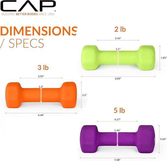 CAP Barbell Neoprene Dumbbell Weights Pairs & Sets | Multiple Colors