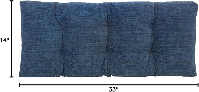 Klear Vu Corner Nook or Piano Seat Omega Non-Slip Tufted Bench Cushion for Indoor Furniture, Entryway Storage, Bay Window, 33 Inches, 10 Blue